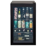 Kuhla KBC3B Black, Glass Door Undercounter Refrigerator, Beer, Wine and Drinks fridge, 93L Capacity, 3 Slide-out Chrome Shelves, 2-15*C with Adjustable Thermostat