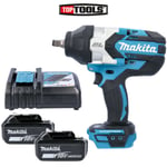 Makita DTW1002Z 18V Brushless Impact Wrench With 2 x 5Ah Batteries & Charger