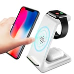 You's Auto Wireless Charger, 3 in 1 Wireless Fast Charging Station Stand Dock for iPhone 8/X/XS/XR/11/11 Pro,iWatch Series 5/4/3/2/1, AirPods, Fast Charging Temperature Control (White)