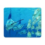 Funny Marlin Attack Ayu Fish in Ocean Rectangle Non Slip Rubber Comfortable Computer Mouse Pad Gaming Mousepad Mat for Office Home Woman Man Employee Boss Work