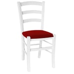 Chaise En Bois Venezia Blanche Avec Assise En Similicuir Rouge
