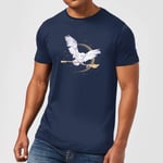 Harry Potter Hedwig Broom Men's T-Shirt - Navy - S