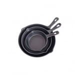 Set of 3 Cast Iron Non Stick Skillet Frying Cooking Pans