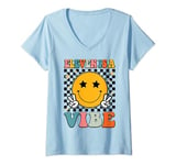 Womens Eleven Is A Vibe 11th Birthday Groovy Boys Girls 11 Year Old V-Neck T-Shirt