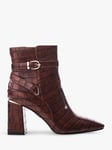 Moda in Pelle Kamina Patent Leather Croc Ankle Boots, Brown