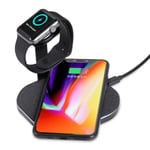 CS2-02 10W Multi-function Fast Wireless Charger Watch Phone Stand Charging Dock Stand Holder Station(Black) (Color : Black)