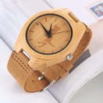 Beilaishi Fashion Personality Big Round Dial Bamboo Shell Watch with Leather Strap replacement watchbands (Color : Color9)