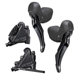 Shimano GRX RX600 Disc Brake STI's & RX400 Flat Mount Calipers - 1x11 Speed Dark Grey 11 Pair No Rotor 1000mm Front Hose 1700mm Rear
