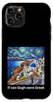 Coque pour iPhone 11 Pro Drôle Artiste "If Van Gogh were Greek" Starry Night Santorini