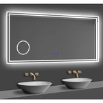 Acezanble 120x70cm miroir lumineux de salle de bain regtanglaire avec Bluetooth, 3 Couleurs et Loupe