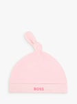 BOSS Baby Logo Velvet Knot Pull On Hat, Light Pink