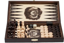 Prime Chess - 3 in 1 - Wooden Chess Set, Backgammon Checkers Draughts Set - Game