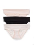 Motherhood Maternity Women's 3 Pack Fold Over Underwear, Black, Pink, Egret/Pink Stripe, L