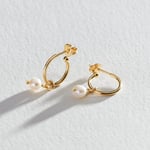 Revere 9ct Gold Plated Freshwater Pearl Mini Hoop Earrings female
