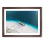 Stranded Ship On A Beach In Haiti Modern Art Framed Wall Art Print, Ready to Hang Picture for Living Room Bedroom Home Office Décor, Walnut A2 (64 x 46 cm)