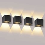 12W Vägglampor, 4st LED Vägglampa Utomhus/Inomhus, Anti-vatten IP65 Vägglampa för sovrum Hem Hall Hall Vardagsrum