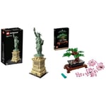 LEGO 21042 Architecture Statue of Liberty Model Building Kit, Collectable New York Souvenir Set & Albero Bonsai, Piante Artificiali, Costruzione in Mattoncini