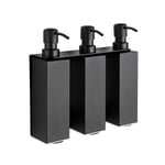 CABINA HOME Black Wall Mounted Soap Dispenser Square Freestanding Dispenser Made of Stainless Steel, Shower Gel Soap Shampoo Synthetic Detergents For Bathrooms or Kitchen (Triple)