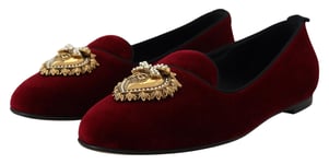 DOLCE & GABBANA Shoes Bordeaux Velvet Slip-On Loafers Flats EU36.5/ US6