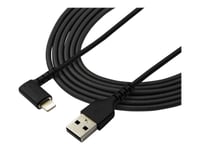 Startech.Com 2M Tålig Usb-A Till Blixtkabel - Svart 90° Högervinkad, Robust Aramidfiber Usb Typ A Till Blixtuppladdning/Synkron Sladd - Apple Mfi-Certifierad - Iphone - Lightning-Kabel - Lightning Hane Vinklad Till Usb Hane - 2 M - Dubbelt Skärmad -