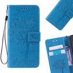 LEMORRY for Motorola Moto G5 Case Leather Flip Wallet Pouch Slim Fit Bumper Protection Magnetic Strap Stand Card Slot Soft TPU Cover for Motorola Moto G5, Lucky Tree Blue
