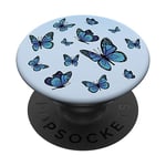PopSockets Blue butterflies design cute print for girls women boys PopSockets Swappable PopGrip