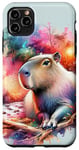 Coque pour iPhone 11 Pro Max Coucher de soleil Capybara et aquarelle vive Forest Art »