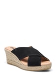 Biaibiza Wedge Cross Mule Suede Sko Wedge Black Bianco