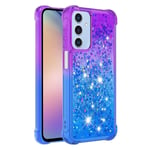 SKALO Samsung A15 5G Juoksuhiekka Glitter Sydämet TPU kuori - Violetti-Sininen