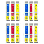 12 C/M/Y Ink Cartridges for Epson Stylus BX3450, DX4000, DX4050, DX7400, SX200