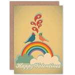 Wee Blue Coo HAPPY VALENTINES HIPSTER LOVE BIRDS RAINBOW CLOUDS BLANK GREETINGS CARD