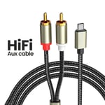 1m Speaker Amplifier Audio Cable Converter Type C To 2 RCA Aux Cord