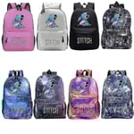 Unisex Ryggsäck med Cartoon Stitch-tryck för Studenter, Skolväskor, Reseväskor_x[HK] Black