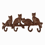 Cast Iron Cat Tails 4 Keyhook Rack Key Hook Coat Wall Hook Metal Rustic Vintage
