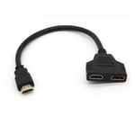 Adaptateur 2 ports Cable HDMI pour PC ASUS FX/ZX Television TV Console Gold 3D FULL HD 4K Ecran 1080p Rallonge (NOIR)