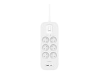 Belkin Connect - Överspänningsskydd - Med Usb-C- Och Usb-A-Portar - Ac - Utgångskontakter: 6 - 2 M Sladd