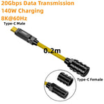 Geek-Câble de données USB C,7 en 1,8K à 60Hz,20Gbps,140W,charge rapide,cordons épissables,compatible avec iPhone 15,ordinateur portable Macbook,ensemble de bricolage - Type 0.2m C M C F