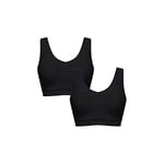 Chantelle Women's Soft Stretch Padded V-Neck Bra Top, Black (2 Pack), XS-S (Pack of 2)