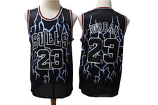 YUEN Bulls 23 Jordan, 33 Pippen Black Lightning Grand Chelem Ltd Chemise de Basket - Ball brodée XXL 23