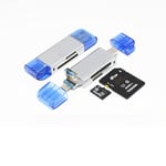 NÖRDIC Kortläsare SD och MicroSD 3 i 1 USB-A USB C och Micro USB Aluminium Space Grey UHS-I