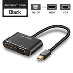 Métal-Noir - = 0.5 m - adaptateur Mini DisplayPort vers HDMI VGA, compatible Thunderbolt 2, câble DP pour MacBook Surface Pro 4, Mini DP