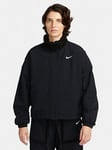 Nike NSW Essential Sherpa Lined Woven Jacket - Black, Black/White, Size Xl, Women