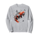 lucky koi fish black flower Japanese carp goldfish Asian art Sweatshirt