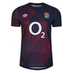Umbro Kids England Rugby Warm Up Shirt 2023 2024 Juniors Navy/Red 7-8 Years