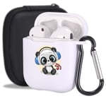 MAYCARI Cute Panda Case White with Keychain for Airpods, Plants Pattern Full Protective Soft TPU Cover for Apple Airpods 2 &1-Men & Women