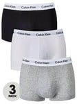 Calvin Klein 3 Pack Low Rise Trunks - Multi, Black/White/Grey, Size L, Men