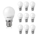Pack of 10 x Megaman LED Light Bulb 142596 Dimmable Rich Colour R9 Classic Opal Golf Ball LED Light Bulb B22 Bayonet 4000K Cool White 5.5W 470lm A+ Rating 15000 Hours Estimated Life