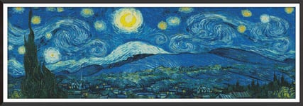Joy Sunday Cross Stitch Kits Stamped Full Range of Embroidery Starter Kits for Beginners DIY 14CT 2 Strands-Starry Night Panorama (Van Gogh) 46 x16.9(inch)