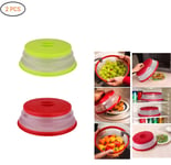 Big Bargain Store Collapsible Plastic Microwave Plate Cover BAP Free and Non-Toxic Food Splatter Guard Colander Strainer with Steam Vents for Fruit Vegetables 2PCS Red+Green