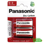 2 x Panasonic C Size Zinc Carbon Batteries R14, MN1400, MX1400, BABY
